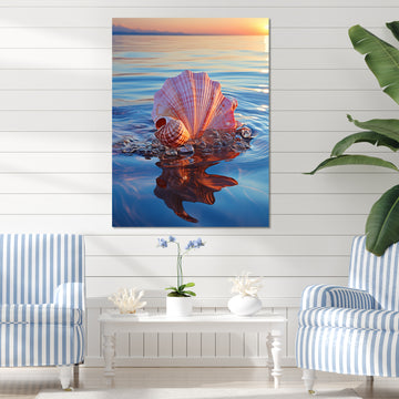 Seashell Oceanic Elegance At Sunset - Seashell Wall Art Prints